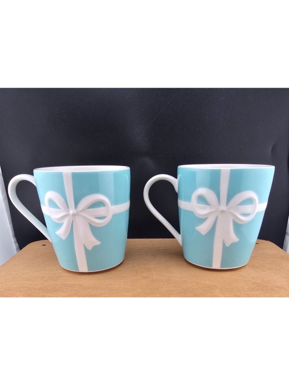 Tiffany & Co. Blue With White Bow Set Of 2 Coffee Mugs Cups No Box